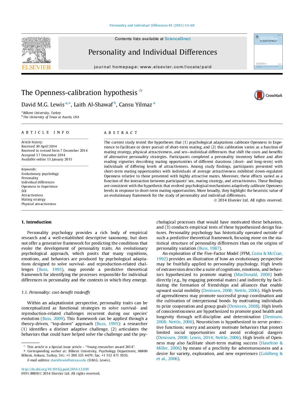 The Openness-calibration hypothesis 