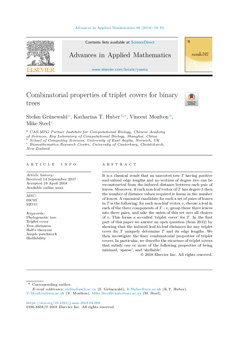 Combinatorial properties of triplet covers for binary trees