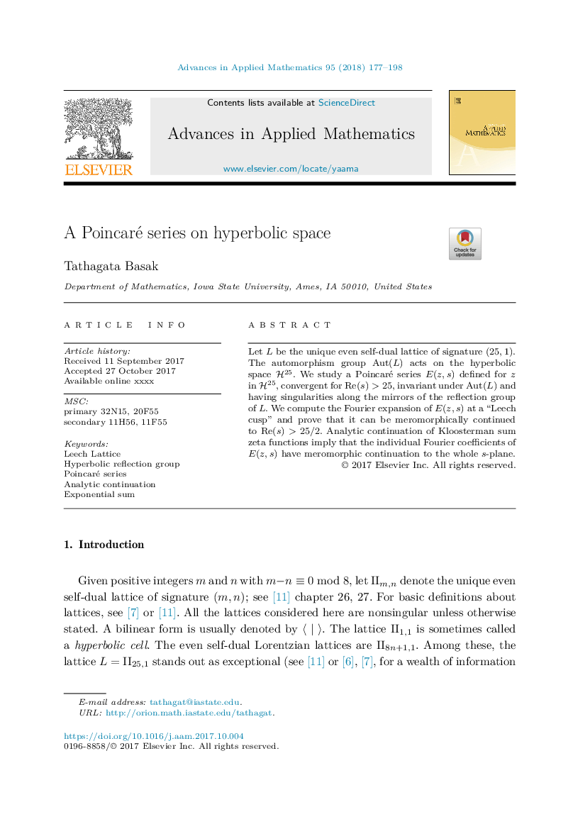 A Poincaré series on hyperbolic space