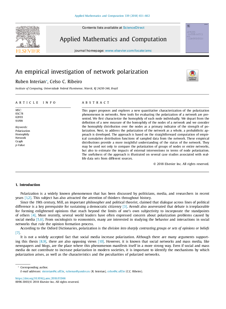 An empirical investigation of network polarization