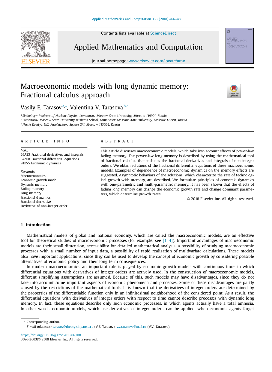 Macroeconomic models with long dynamic memory: Fractional calculus approach