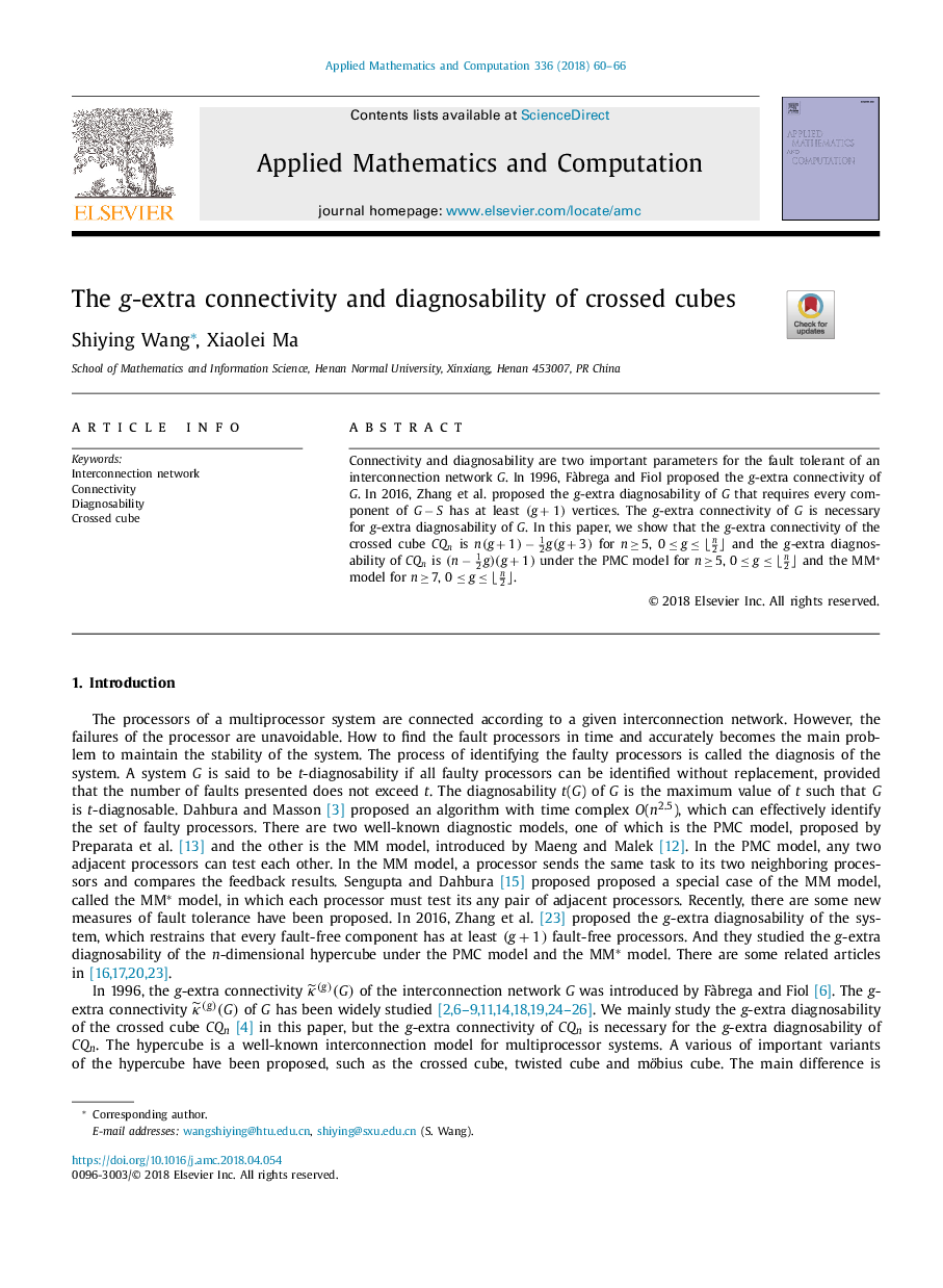 The g-extra connectivity and diagnosability of crossed cubes