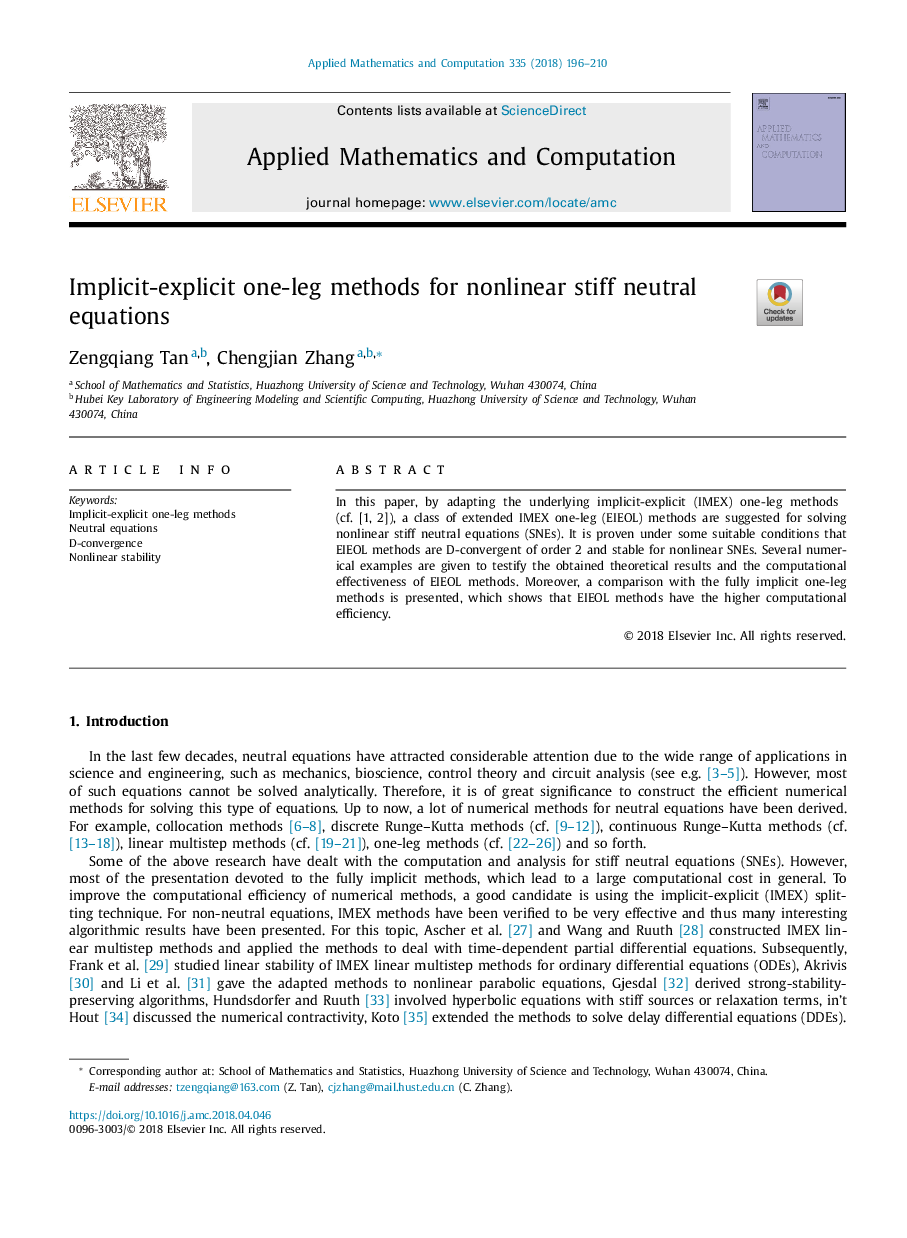 Implicit-explicit one-leg methods for nonlinear stiff neutral equations