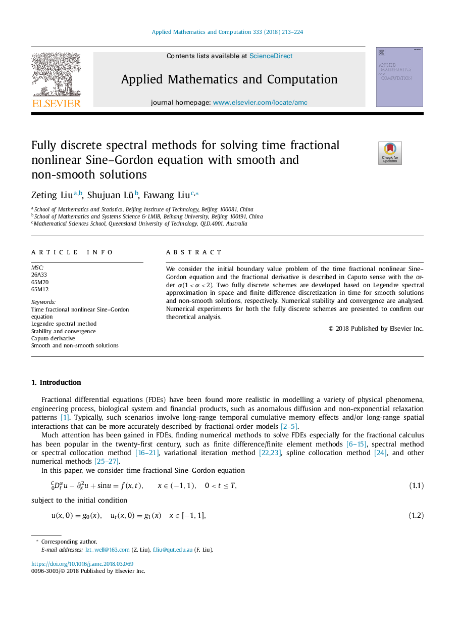 Fully discrete spectral methods for solving time fractional nonlinear Sine-Gordon equation with smooth and non-smooth solutions