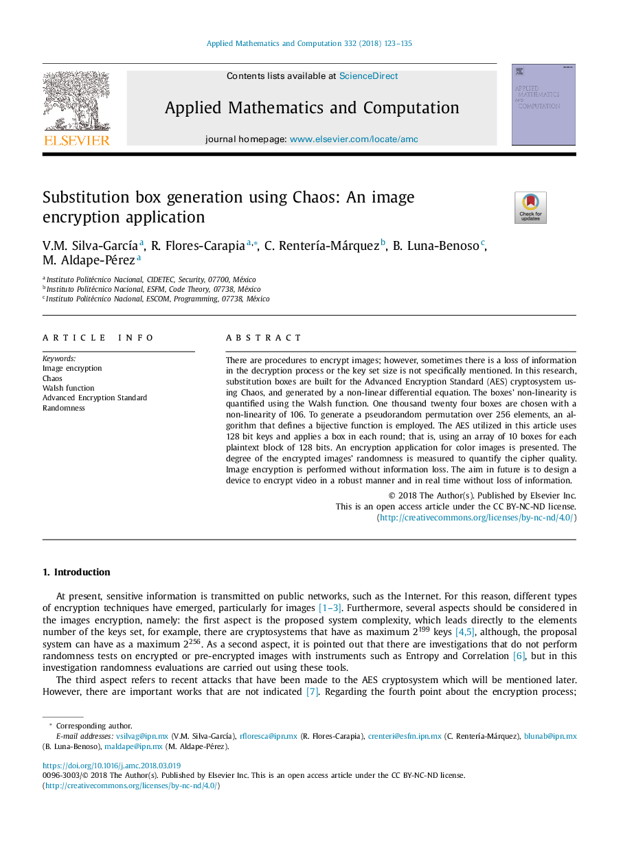 Substitution box generation using Chaos: An image encryption application