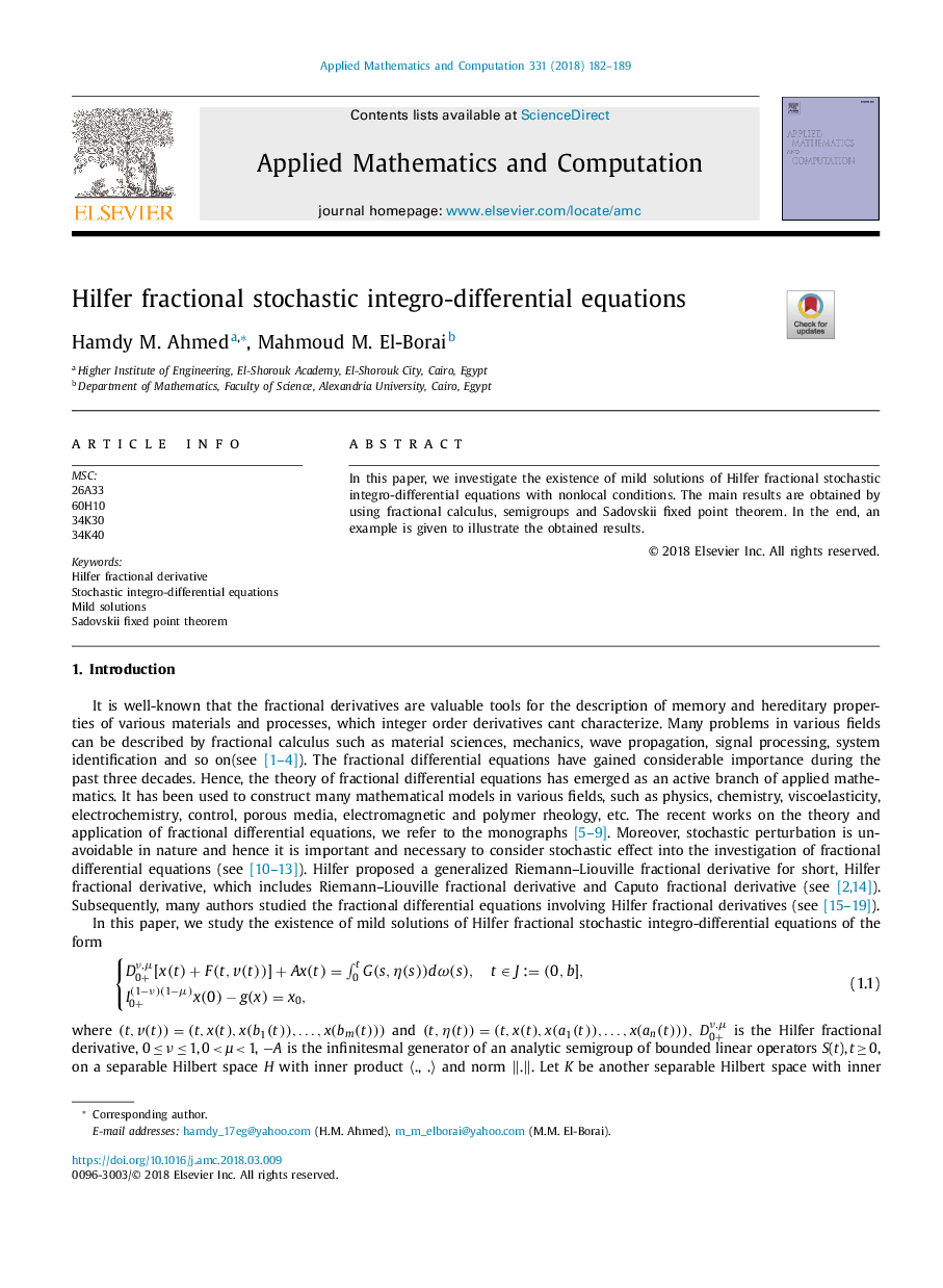 Hilfer fractional stochastic integro-differential equations