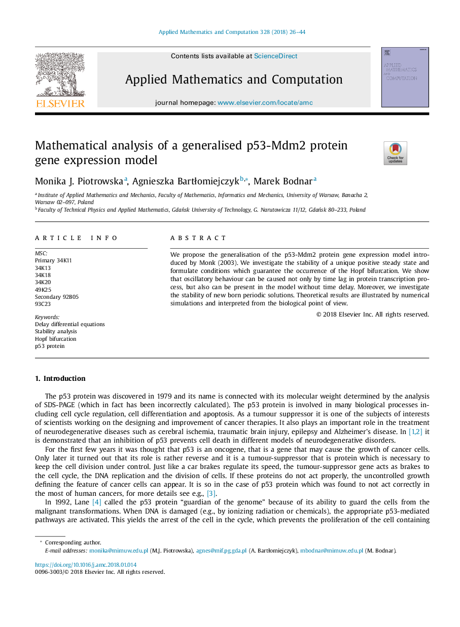 Mathematical analysis of a generalised p53-Mdm2 protein gene expression model