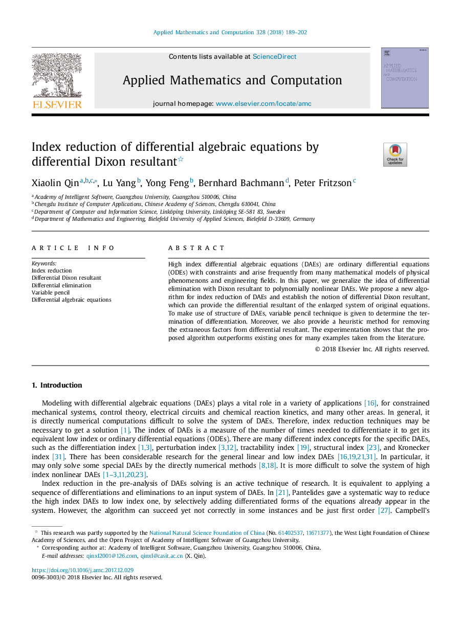 Index reduction of differential algebraic equations by differential Dixon resultant