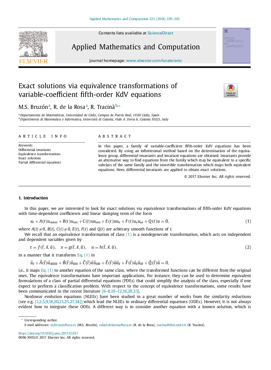 Exact solutions via equivalence transformations of variable-coefficient fifth-order KdV equations