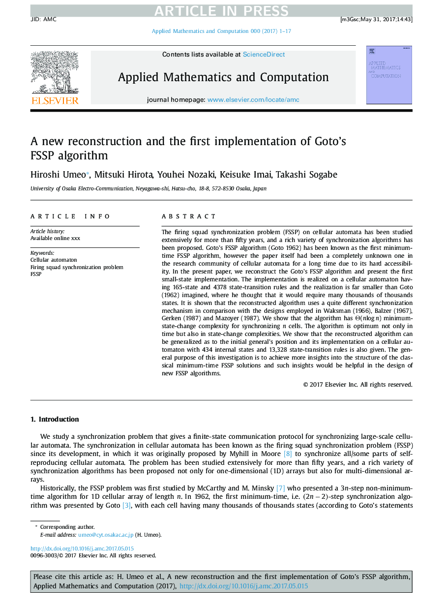 A new reconstruction and the first implementation of Goto's FSSP algorithm