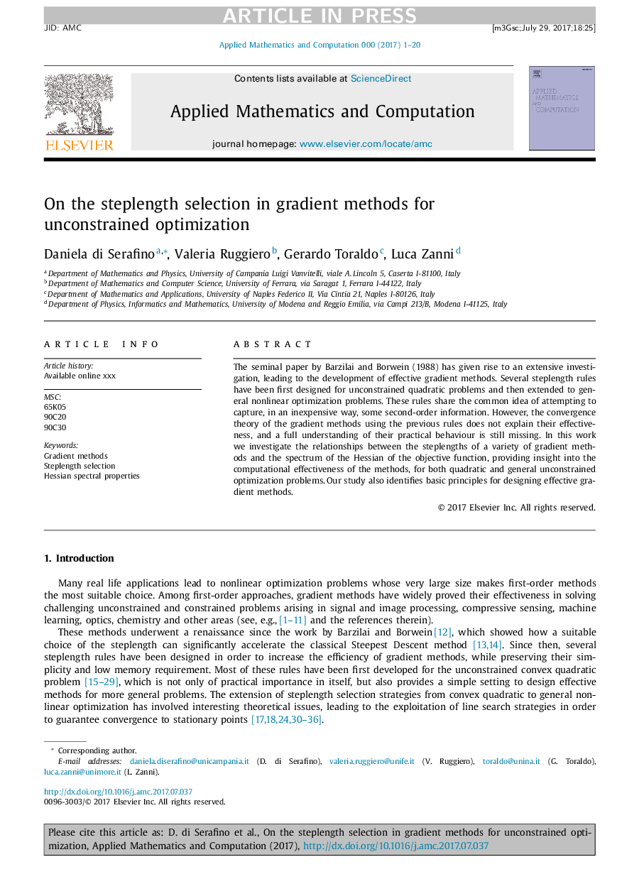 On the steplength selection in gradient methods for unconstrained optimization