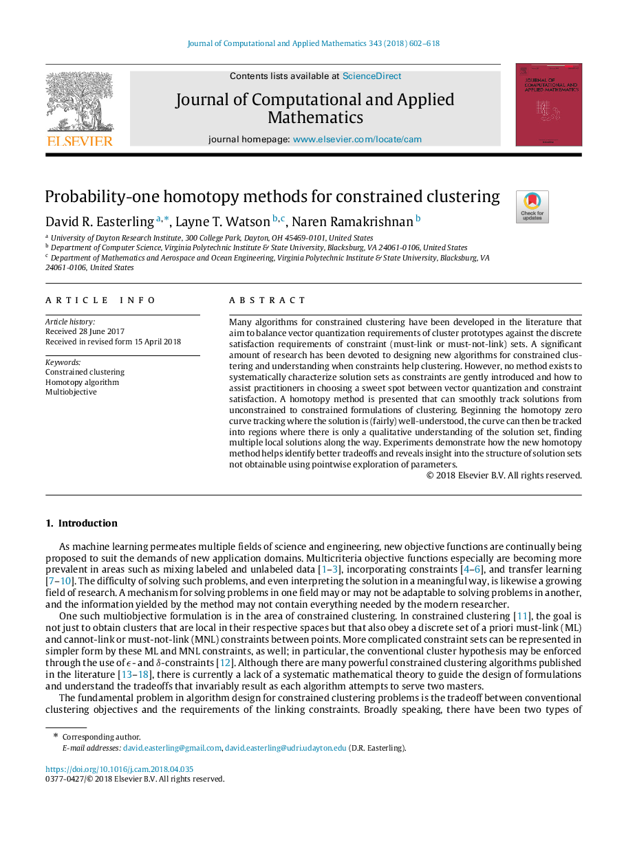 Probability-one homotopy methods for constrained clustering