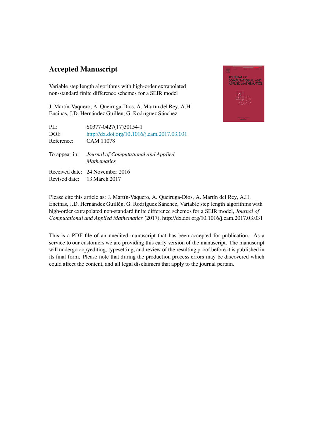 Variable step length algorithms with high-order extrapolated non-standard finite difference schemes for a SEIR model