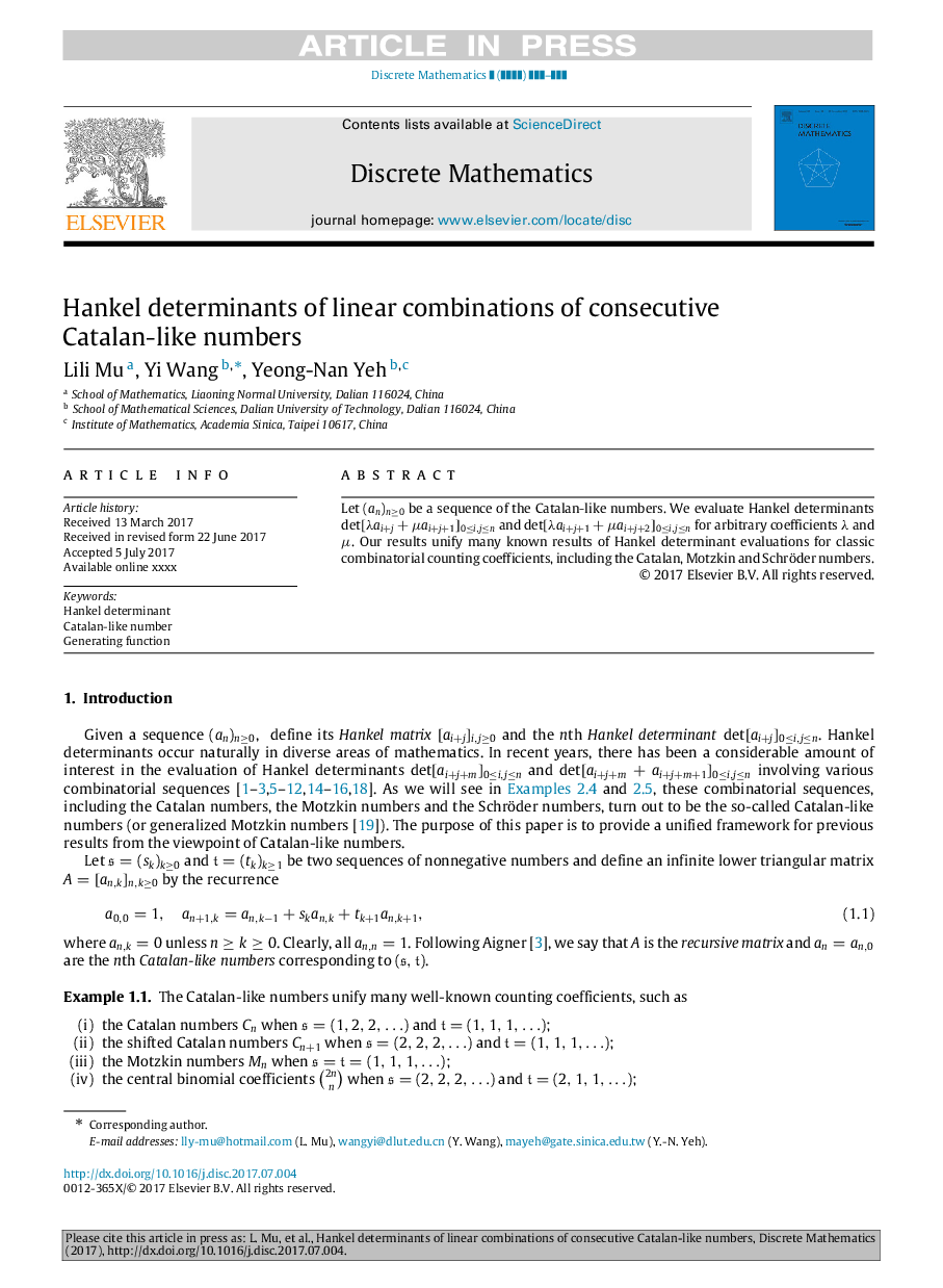 Hankel determinants of linear combinations of consecutive Catalan-like numbers