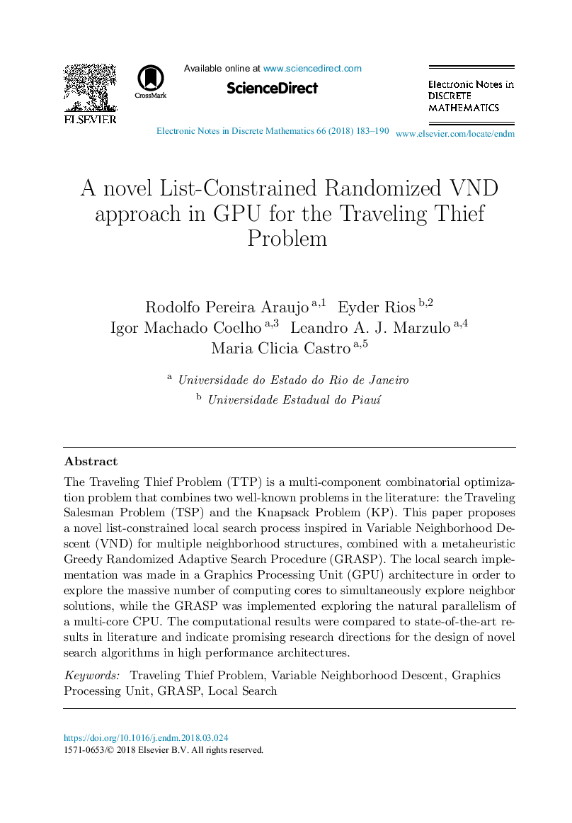 A novel List-Constrained Randomized VND approach in GPU for the Traveling Thief Problem