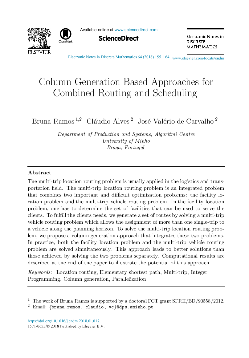 Column Generation Based Approaches for Combined Routing and Scheduling