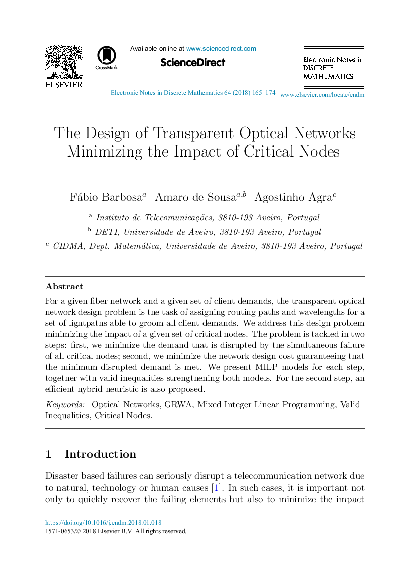 The Design of Transparent Optical Networks Minimizing the Impact of Critical Nodes