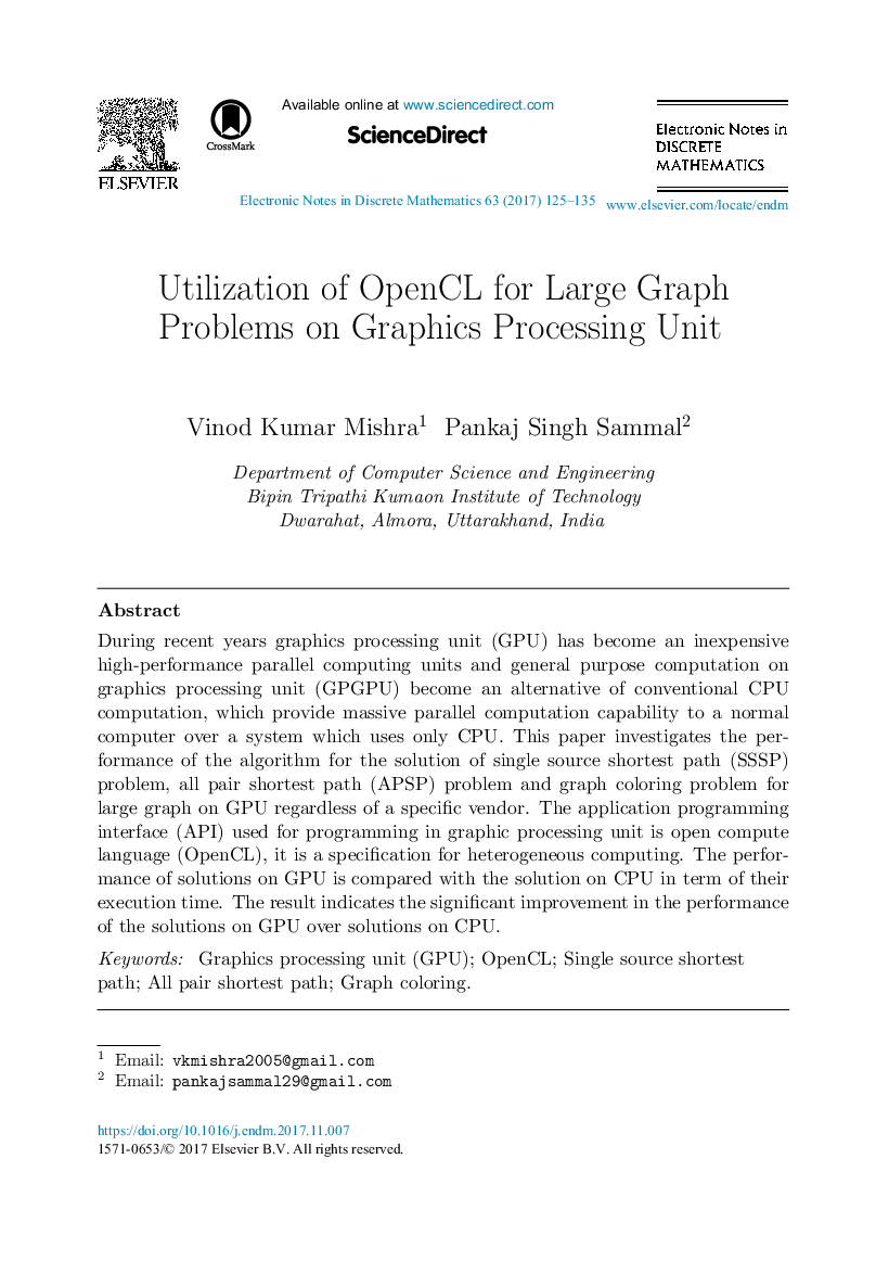 Utilization of OpenCL for Large Graph Problems on Graphics Processing Unit