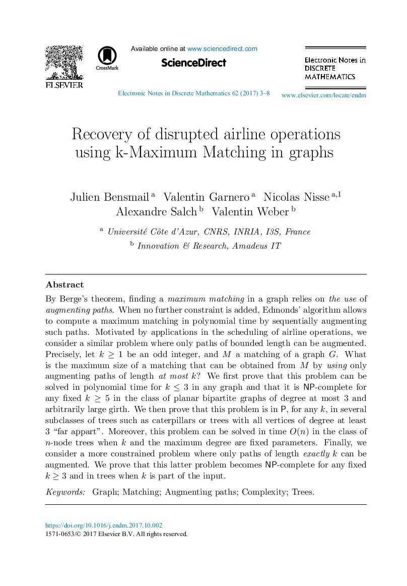 Recovery of disrupted airline operations using k-Maximum Matching in graphs