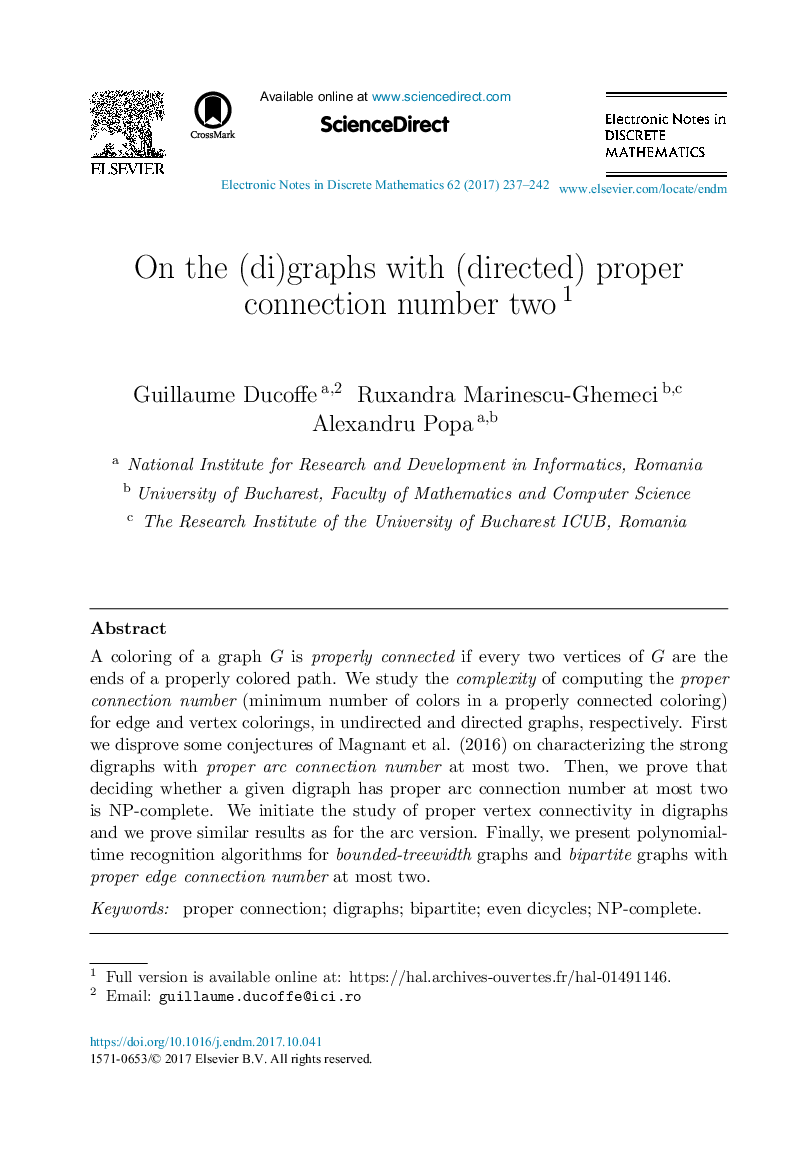 On the (di)graphs with (directed) proper connection number two