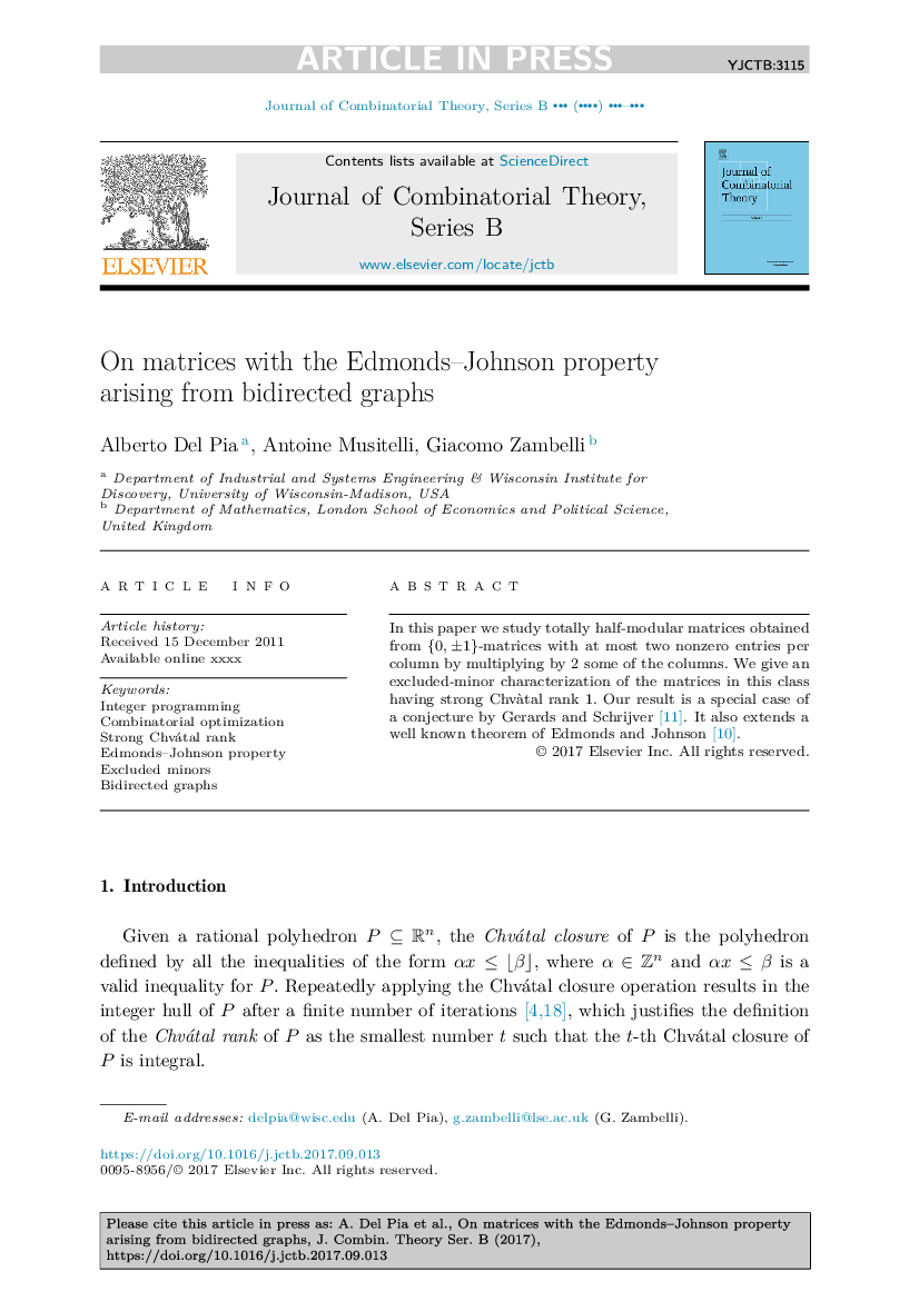 On matrices with the Edmonds-Johnson property arising from bidirected graphs