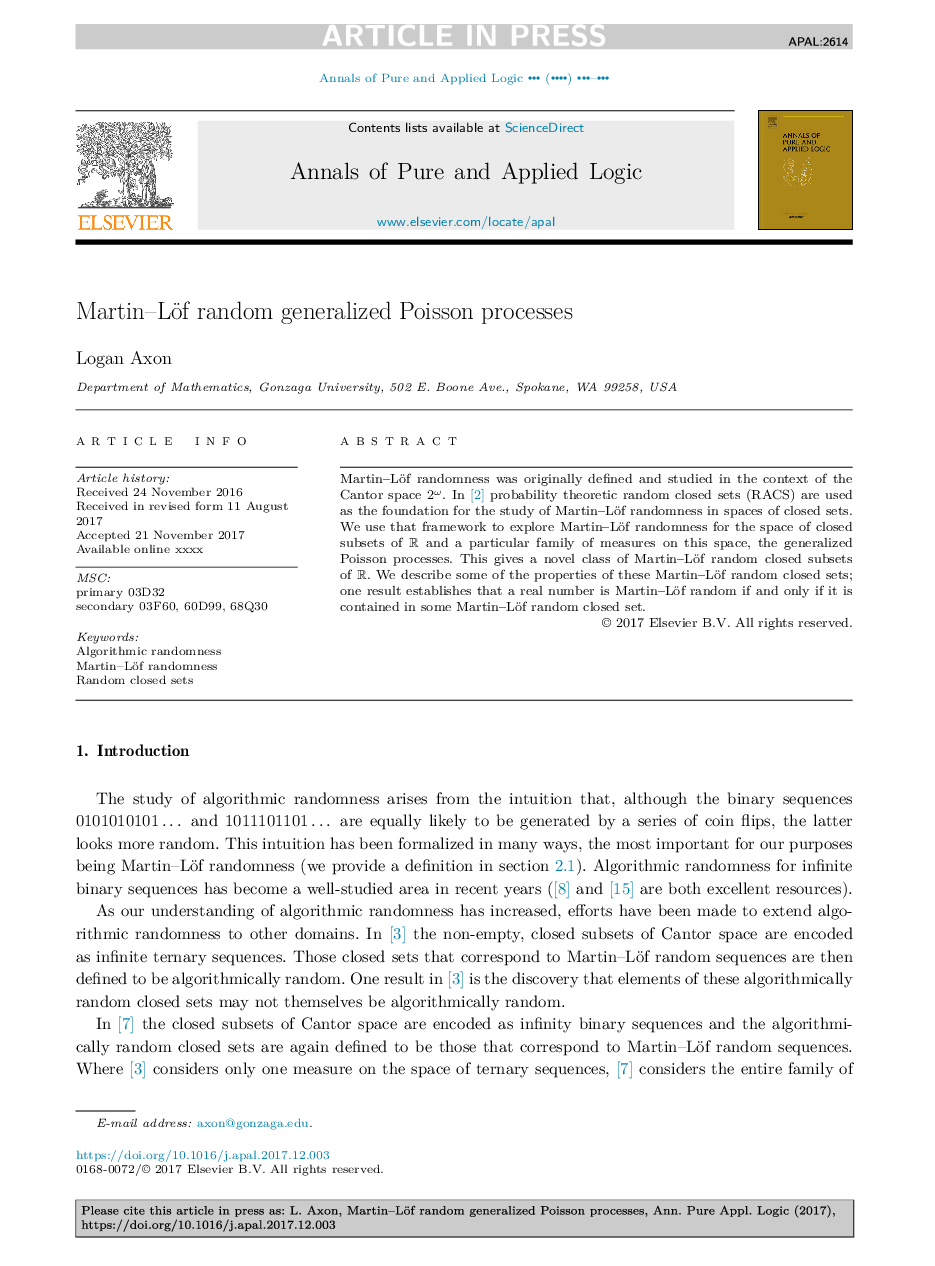 Martin-Löf random generalized Poisson processes