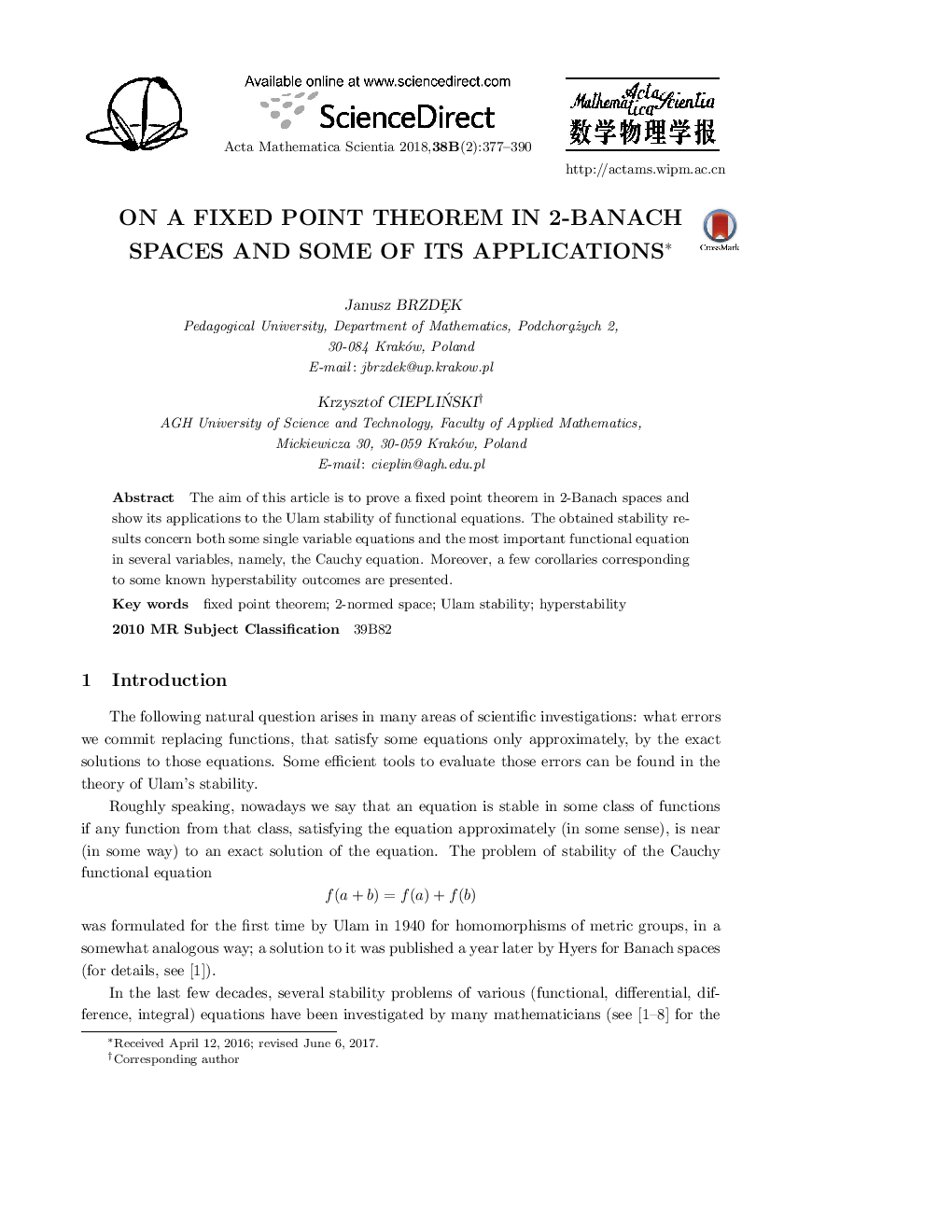 On a fixed point theorem in 2-Banach spaces and some of its applications