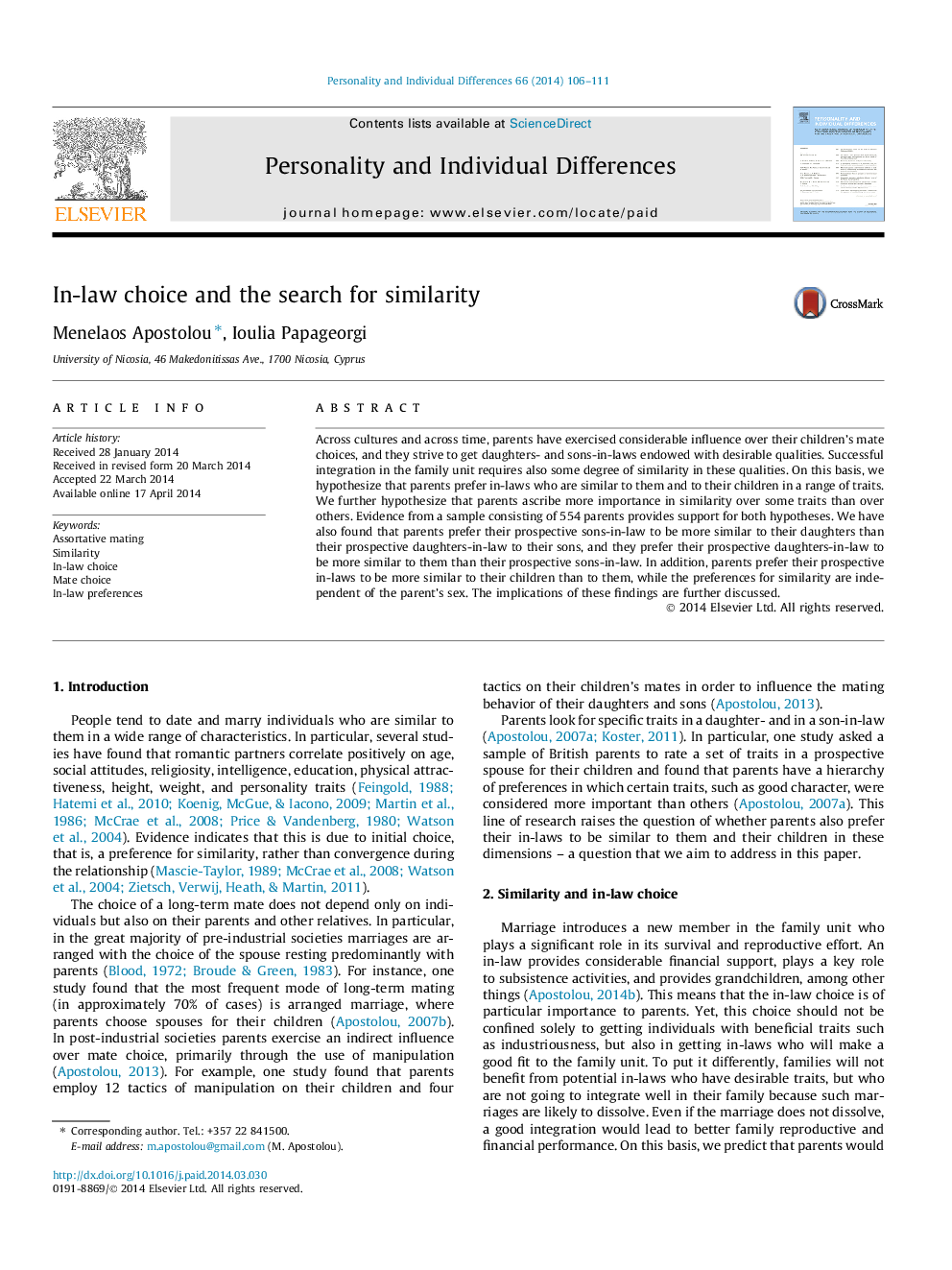 In-law choice and the search for similarity