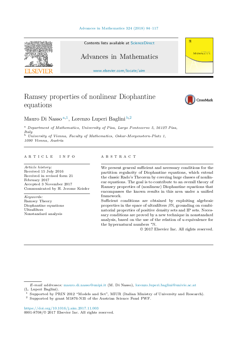 Ramsey properties of nonlinear Diophantine equations