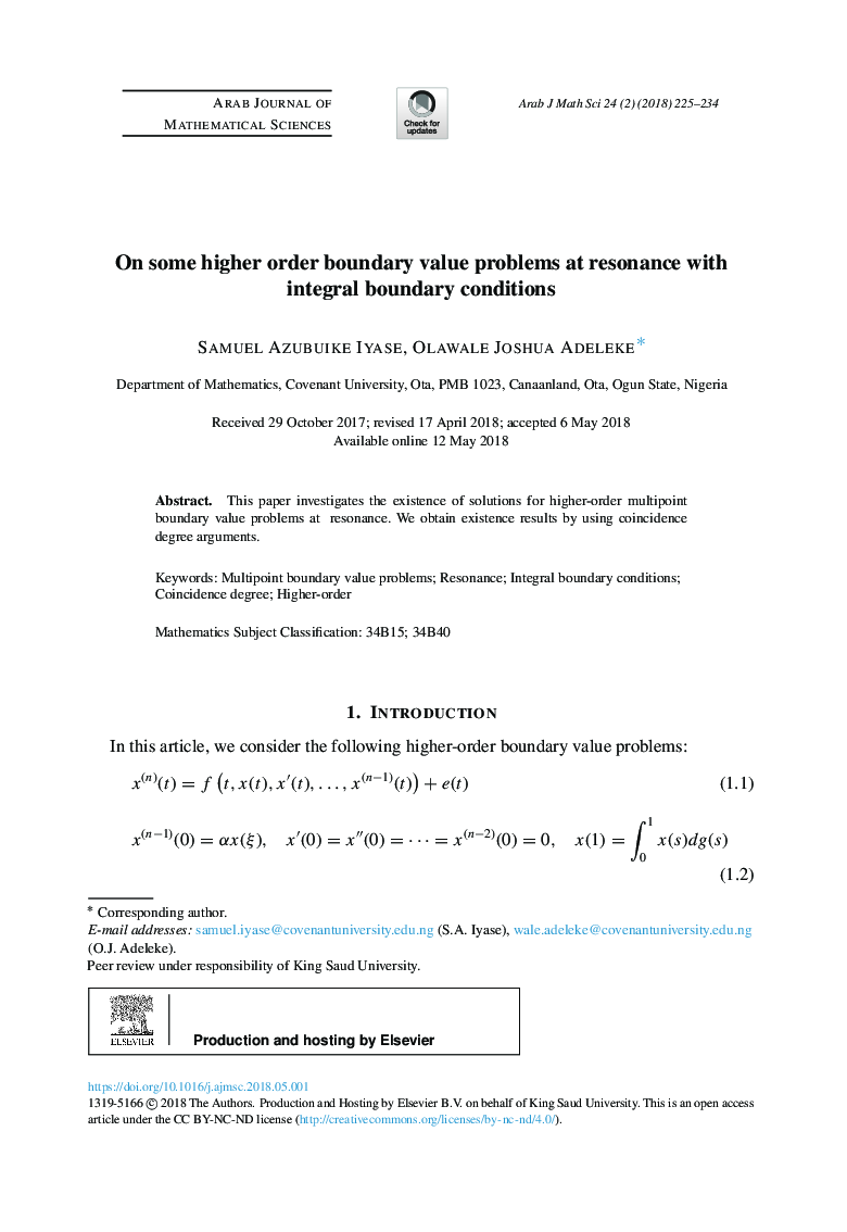 On some higher order boundary value problems at resonance with integral boundary conditions