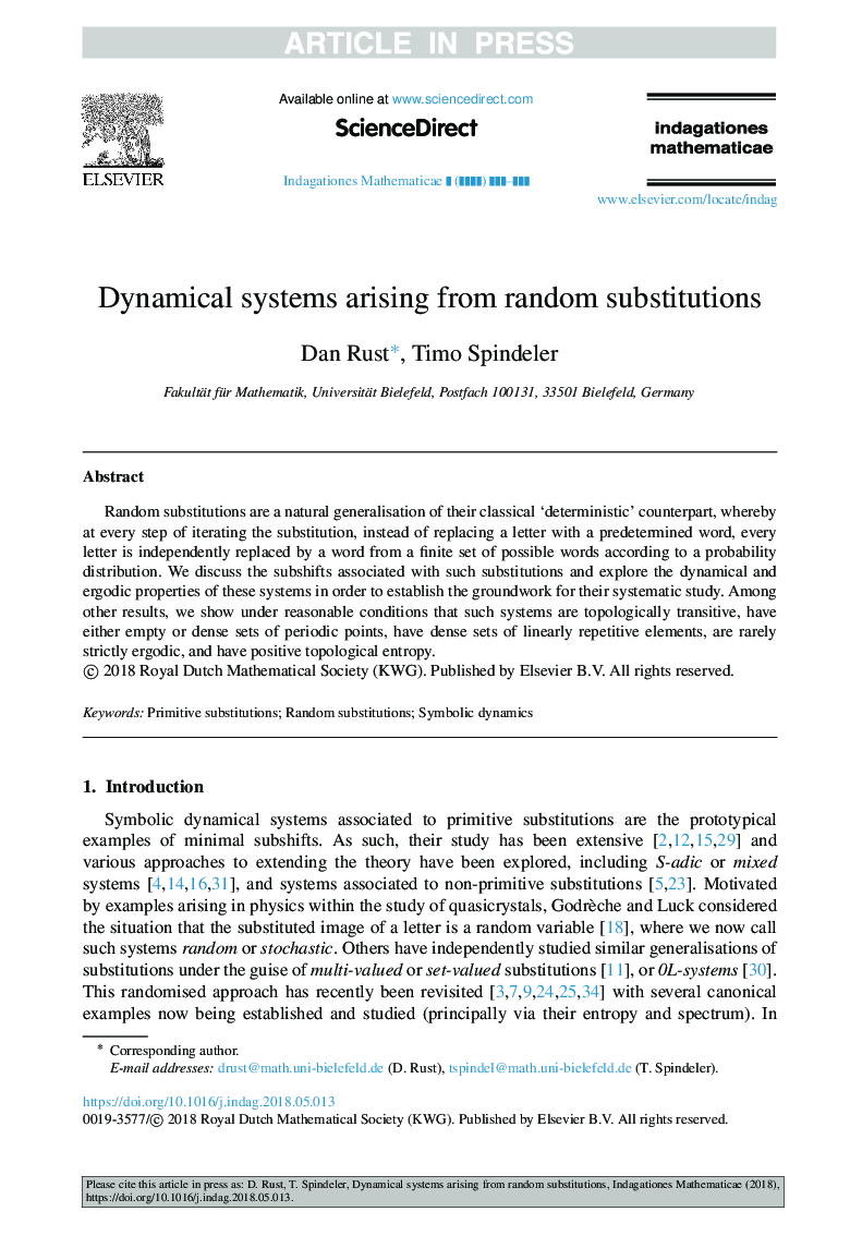 Dynamical systems arising from random substitutions