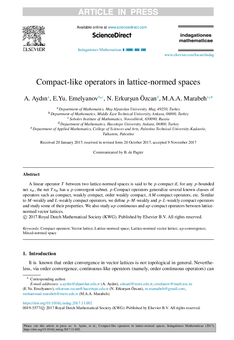 Compact-like operators in lattice-normed spaces