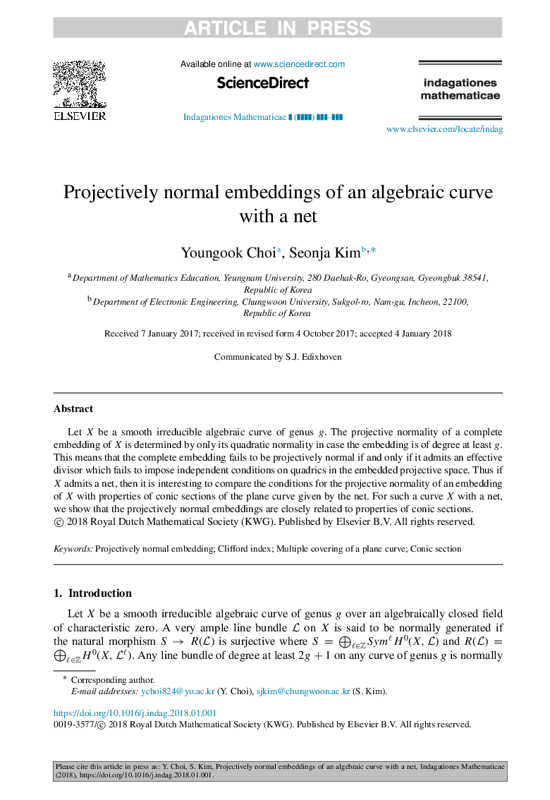 Projectively normal embeddings of an algebraic curve with a net