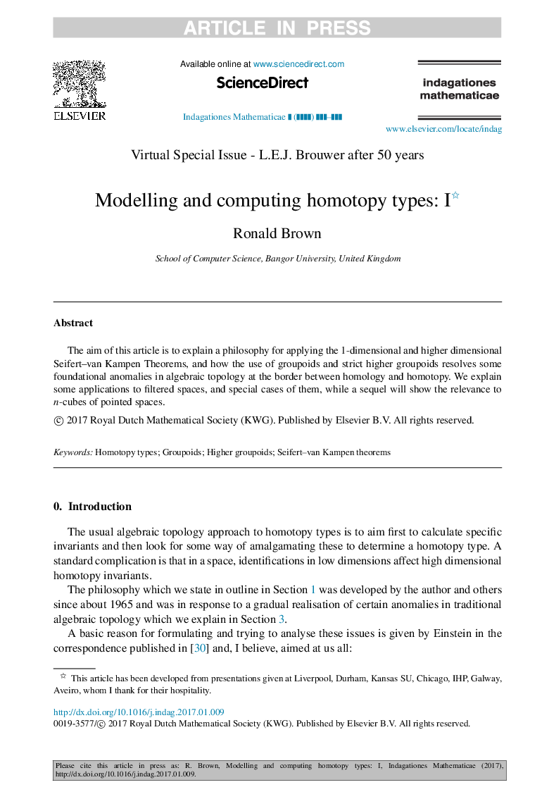 Modelling and computing homotopy types: I