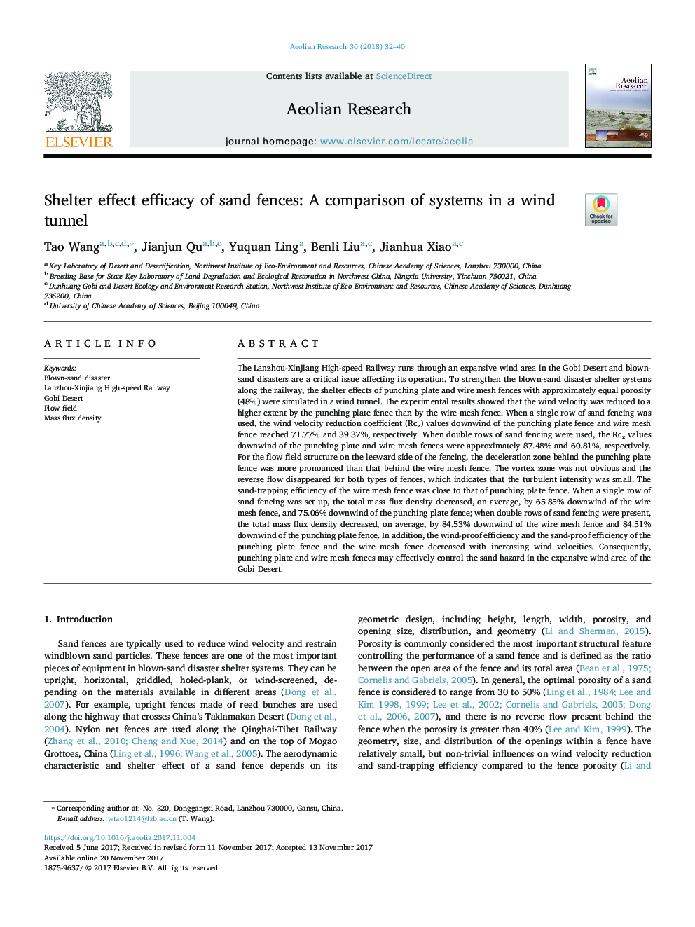 Shelter effect efficacy of sand fences: A comparison of systems in a wind tunnel