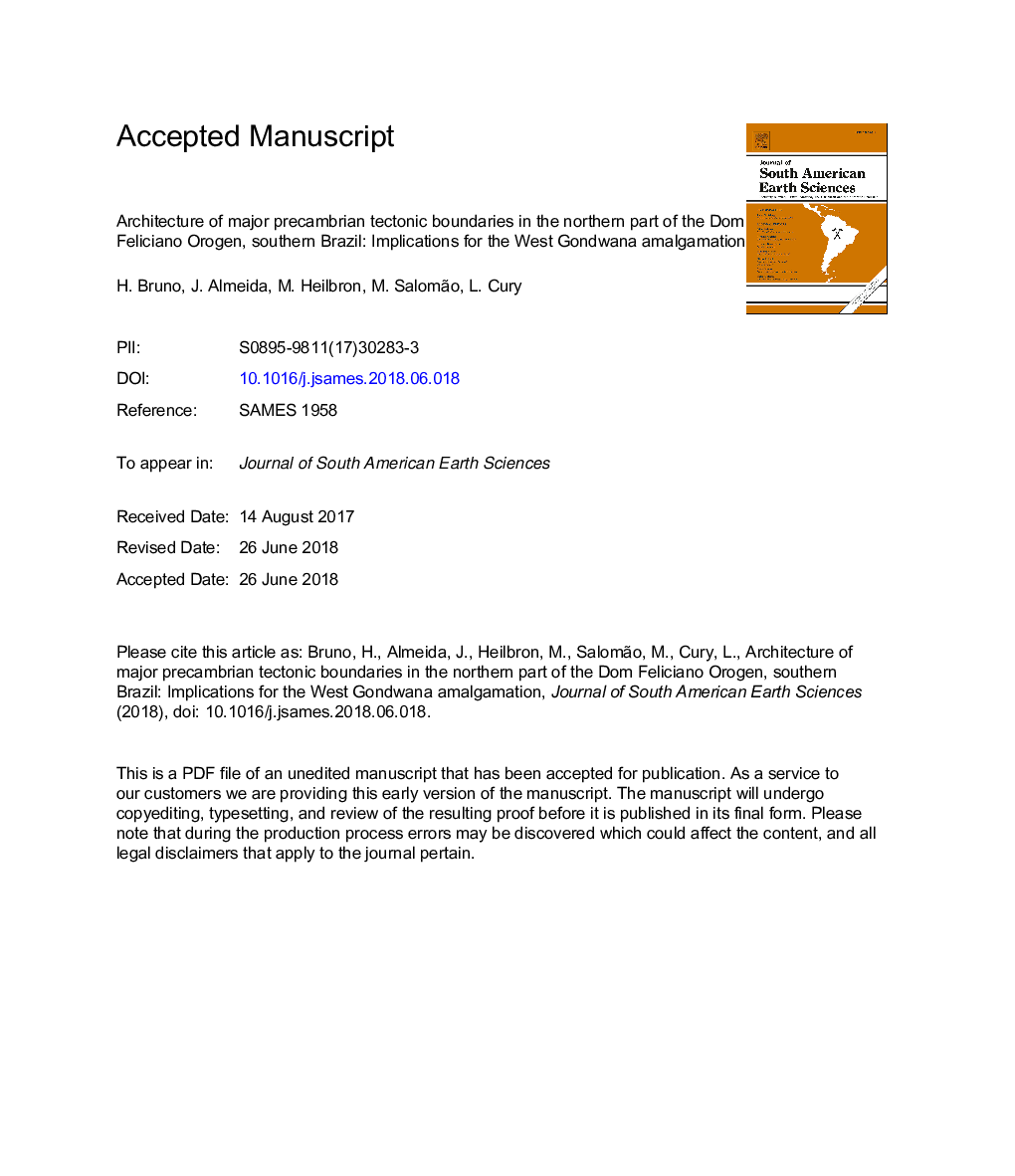 Architecture of major precambrian tectonic boundaries in the northern part of the Dom Feliciano Orogen, southern Brazil: Implications for the West Gondwana amalgamation