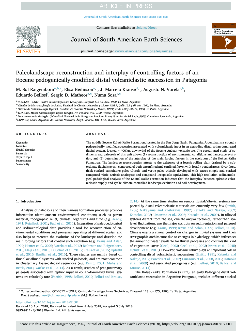 Paleolandscape reconstruction and interplay of controlling factors of an Eocene pedogenically-modified distal volcaniclastic succession in Patagonia