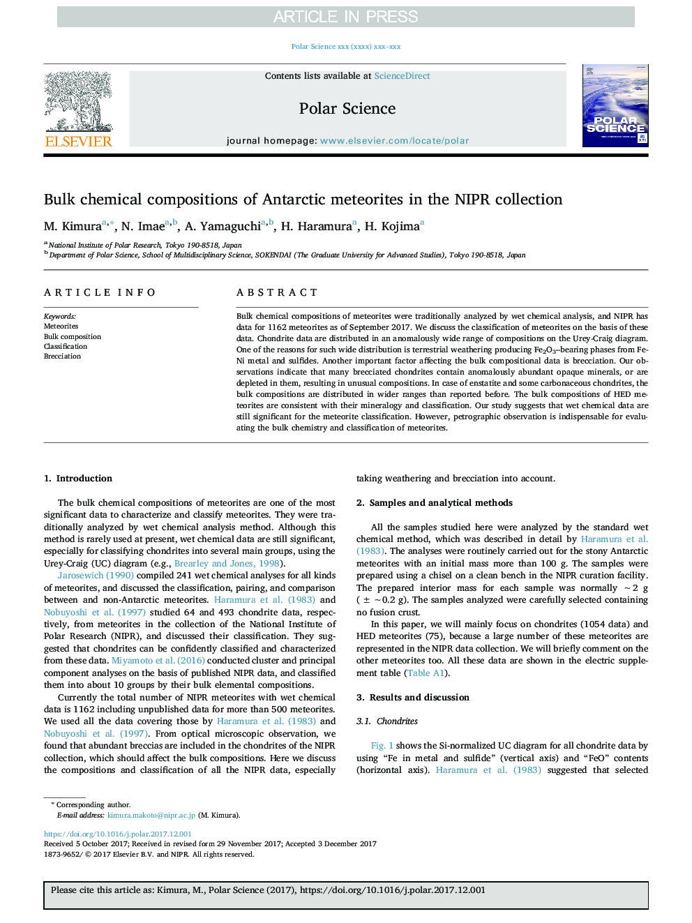 Bulk chemical compositions of Antarctic meteorites in the NIPR collection