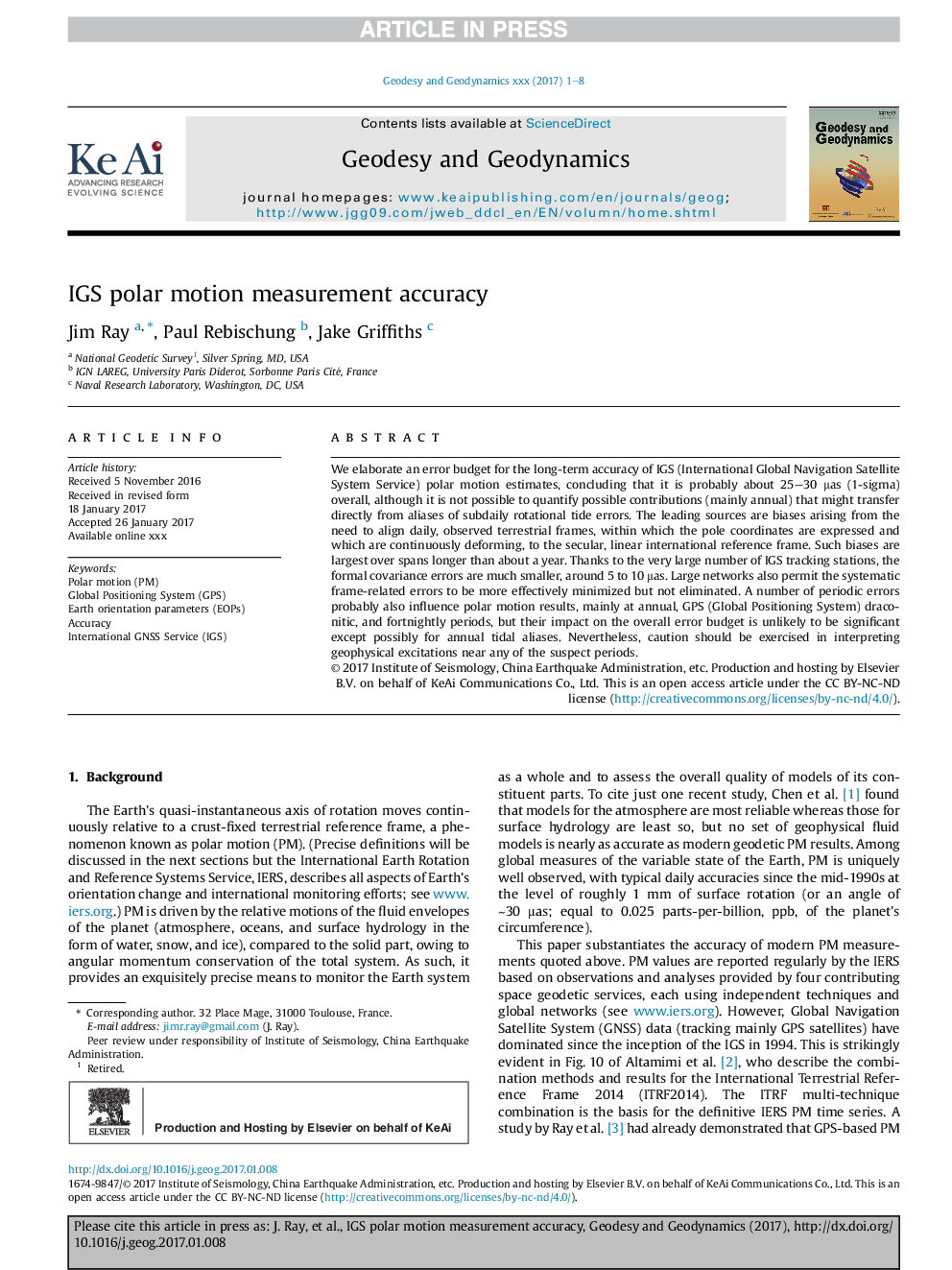 IGS polar motion measurement accuracy