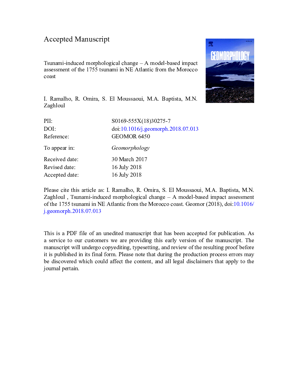 Tsunami-induced morphological change - A model-based impact assessment of the 1755 tsunami in NE Atlantic from the Morocco coast