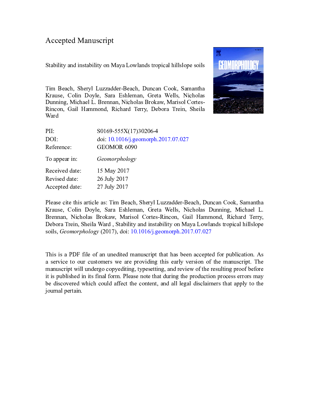 Stability and instability on Maya Lowlands tropical hillslope soils