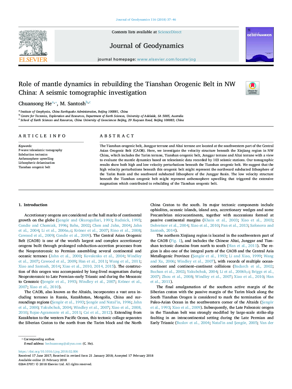 Role of mantle dynamics in rebuilding the Tianshan Orogenic Belt in NW China: A seismic tomographic investigation