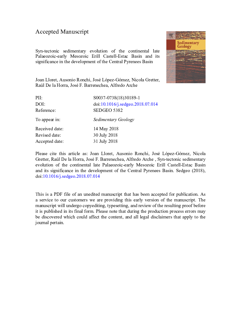 Syn-tectonic sedimentary evolution of the continental late Palaeozoic-early Mesozoic Erill Castell-Estac Basin and its significance in the development of the central Pyrenees Basin