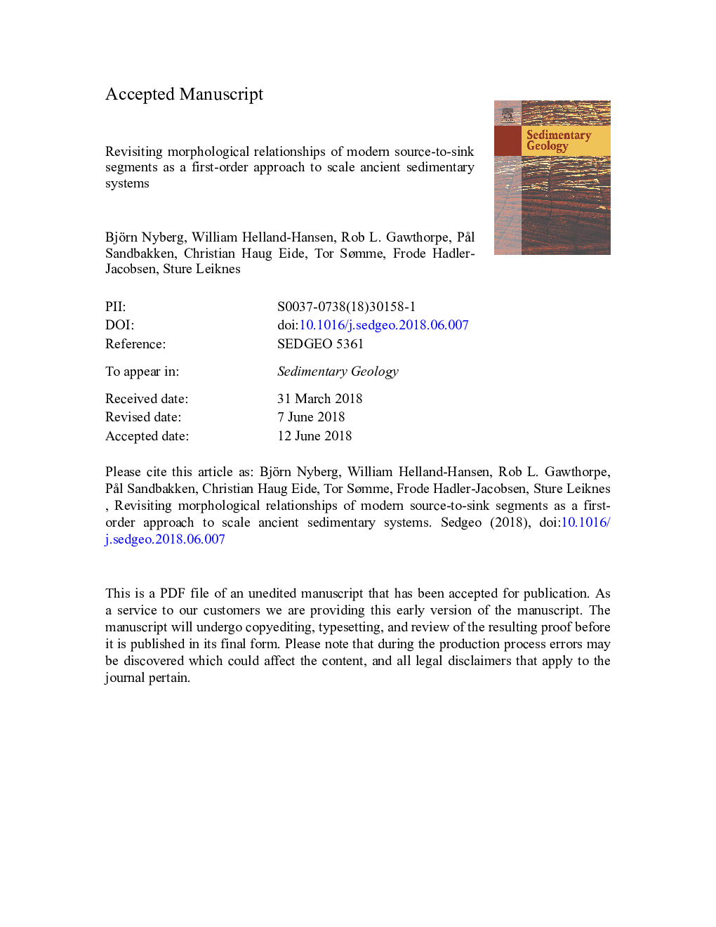 Revisiting morphological relationships of modern source-to-sink segments as a first-order approach to scale ancient sedimentary systems