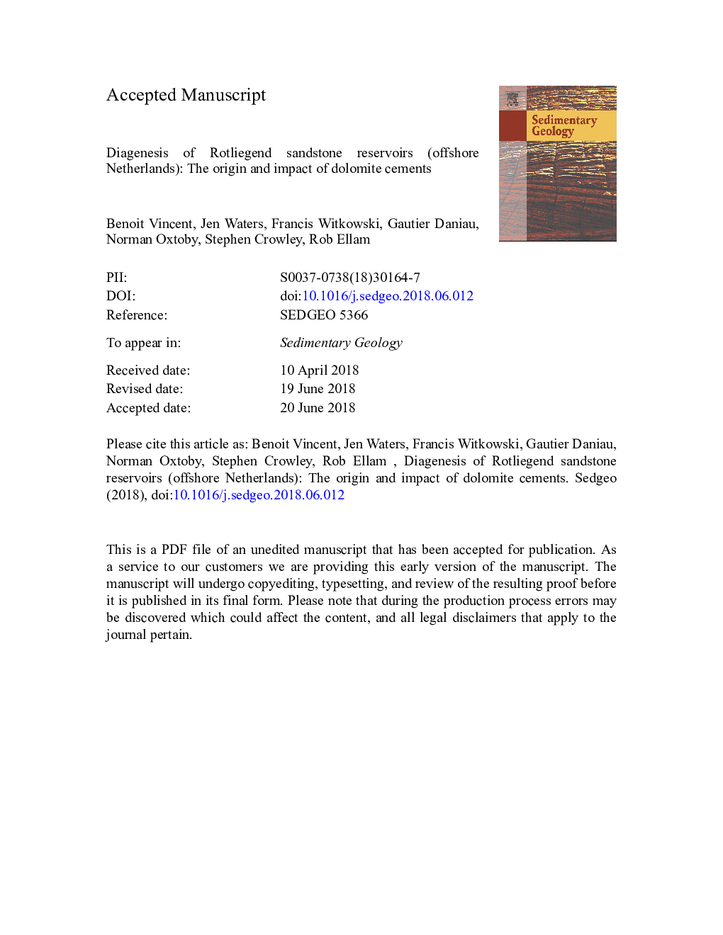 Diagenesis of Rotliegend sandstone reservoirs (offshore Netherlands): The origin and impact of dolomite cements