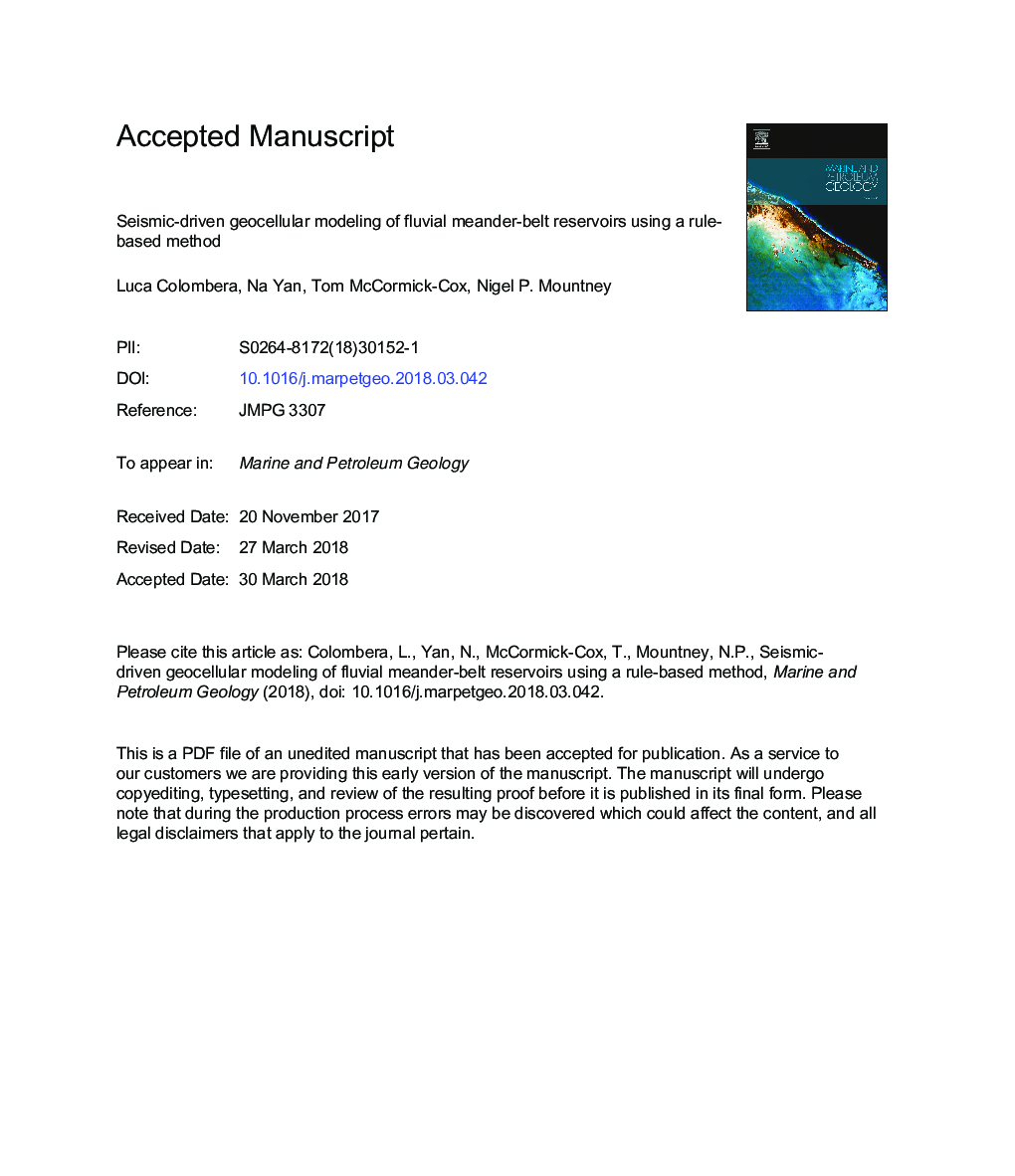 Seismic-driven geocellular modeling of fluvial meander-belt reservoirs using a rule-based method