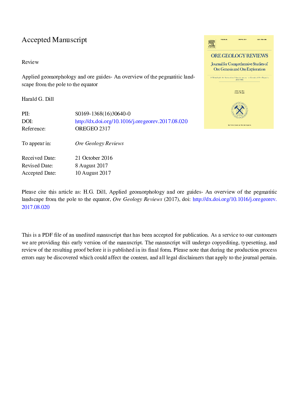 An overview of the pegmatitic landscape from the pole to the equator - Applied geomorphology and ore guides