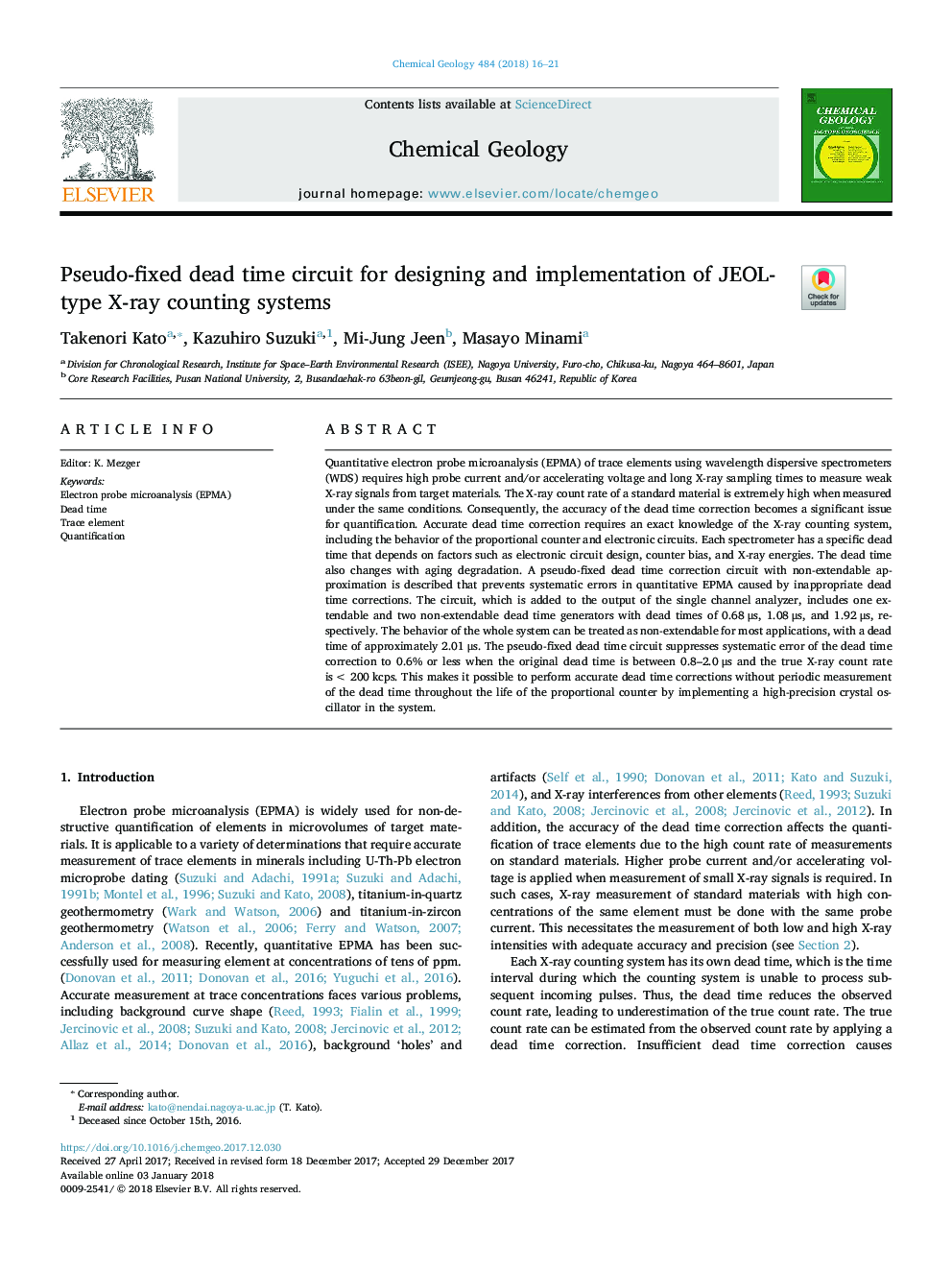 Pseudo-fixed dead time circuit for designing and implementation of JEOL-type X-ray counting systems