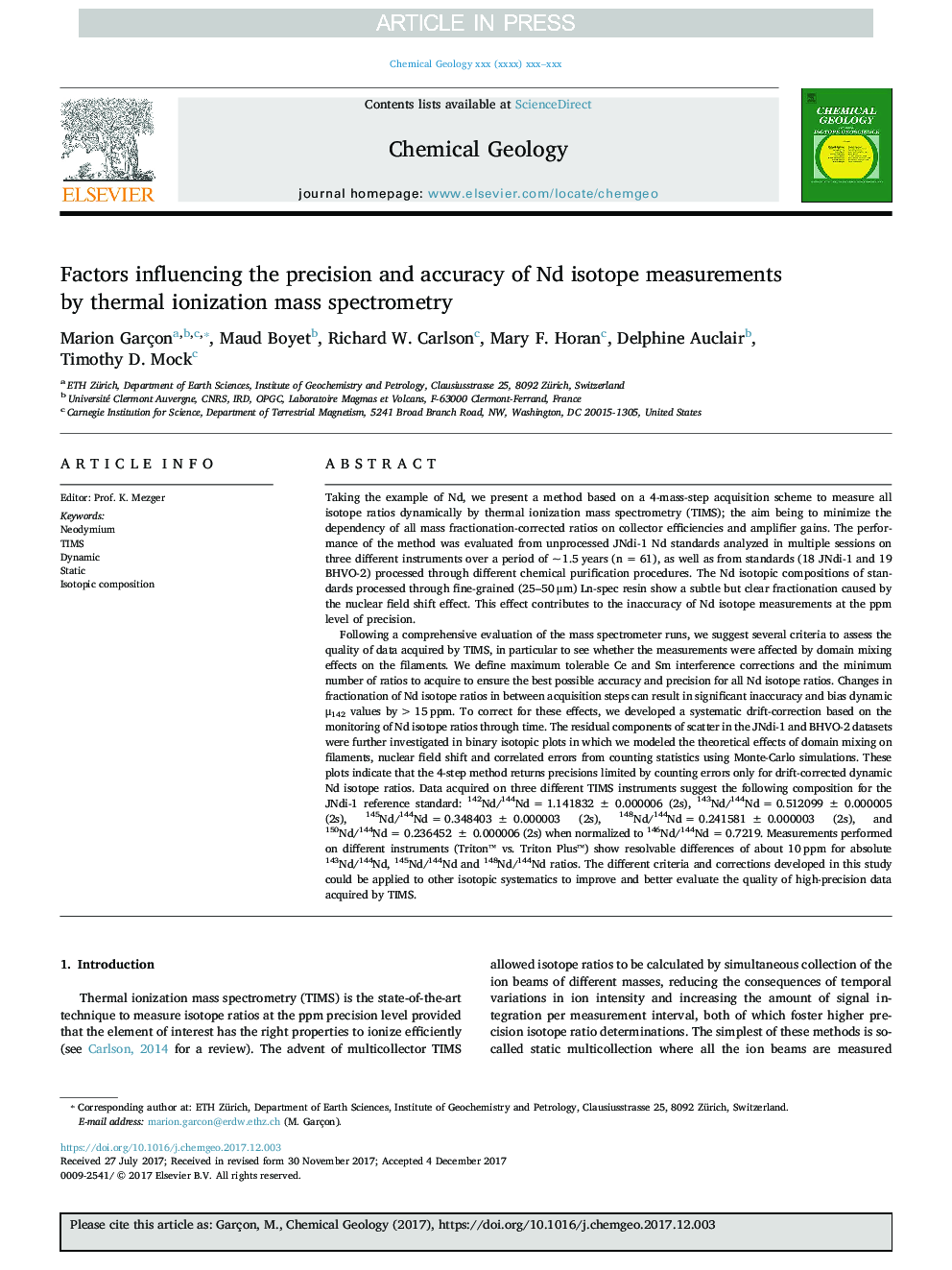 Factors influencing the precision and accuracy of Nd isotope measurements by thermal ionization mass spectrometry