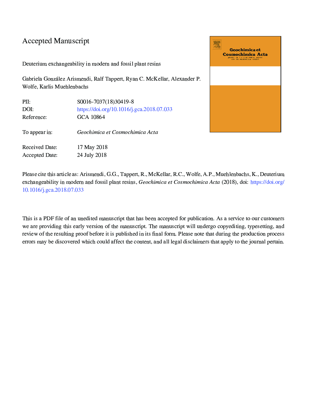 Deuterium exchangeability in modern and fossil plant resins